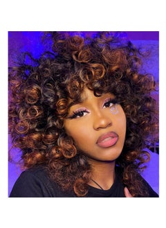 Andromeda andromeda Curly Wigs for Black Women Brown Short Curly Wig with Bangs Soft Afro Kinky Curly Synthetic Wig for African American Women (T30) 