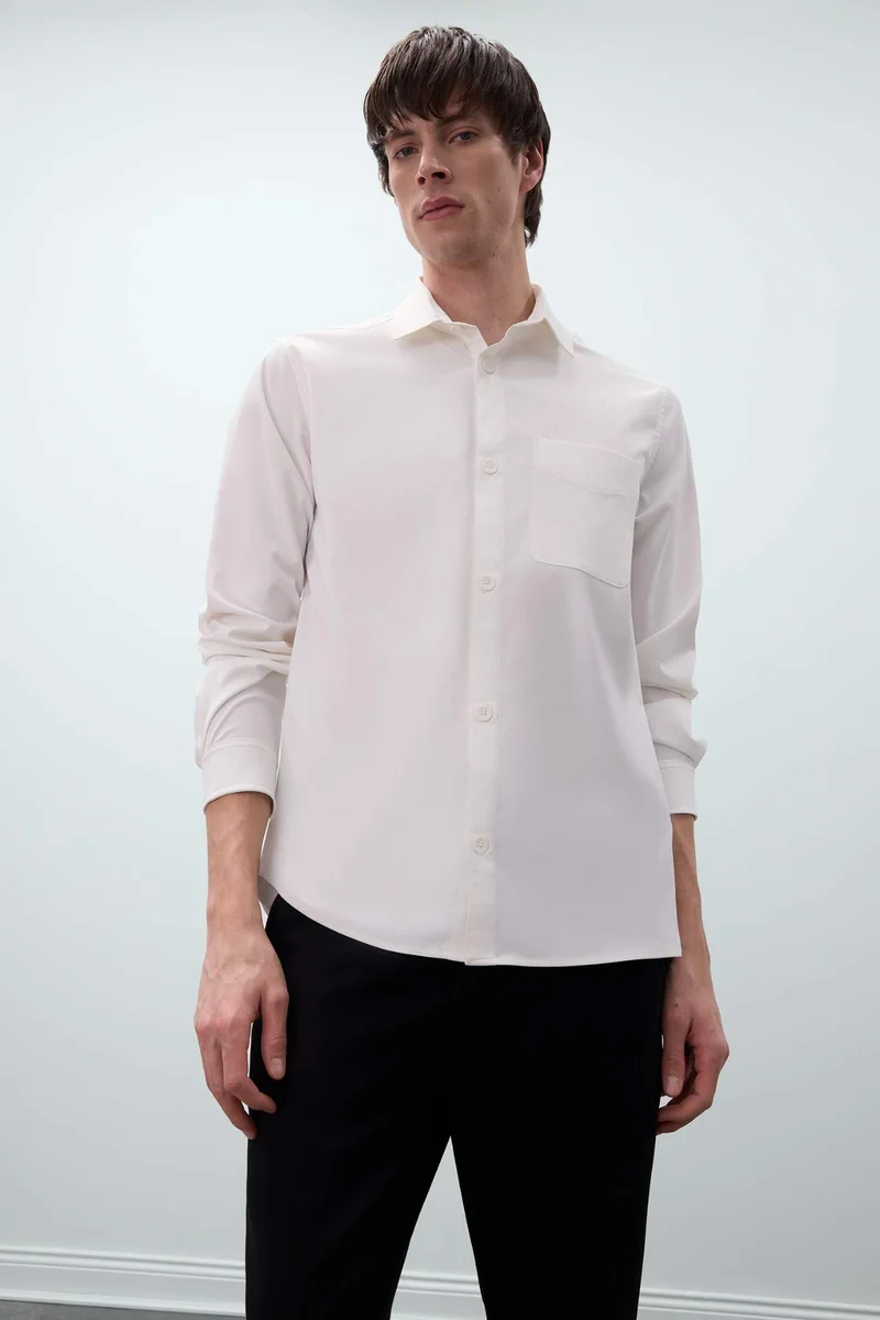 DeFacto Regular Fit Polo Collar Long Sleeve Shirt