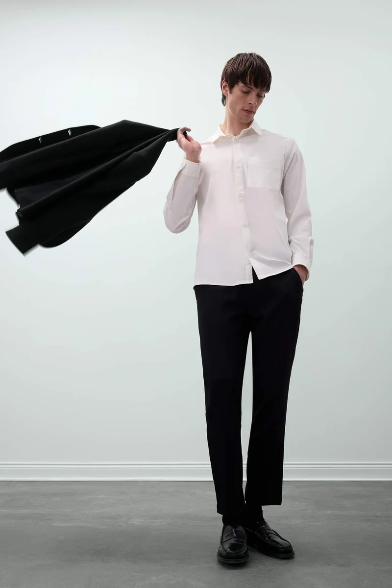 DeFacto Regular Fit Polo Collar Long Sleeve Shirt