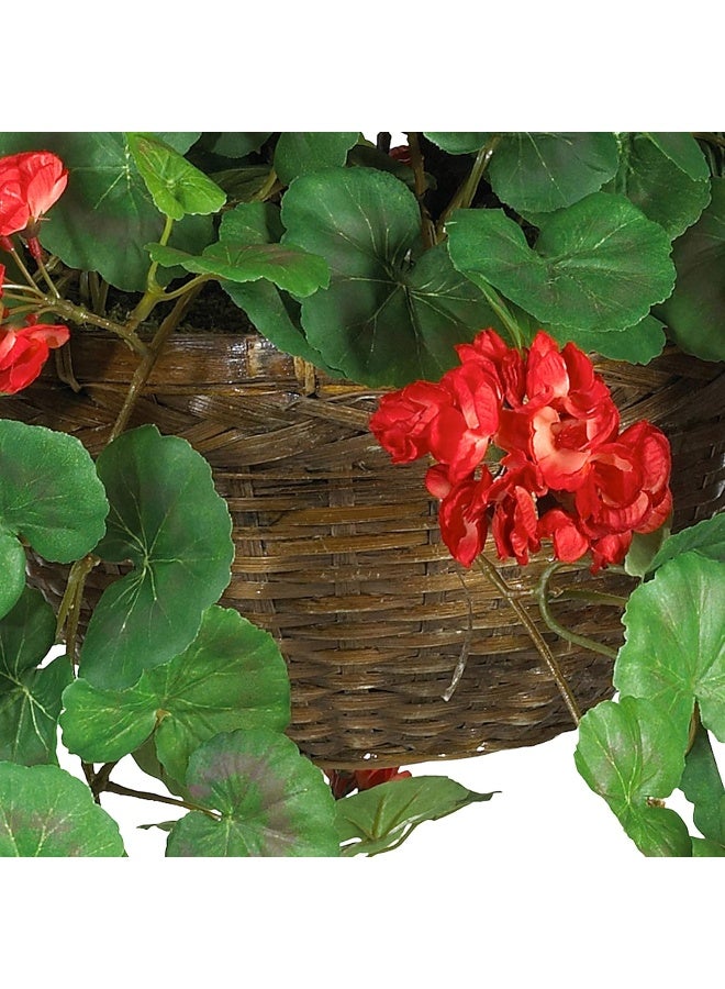 Nearly Natural 6609-RD 24in. Geranium Hanging Basket Silk Plant, Red, 10.25" x 10.25" x 17.5" - Image 3