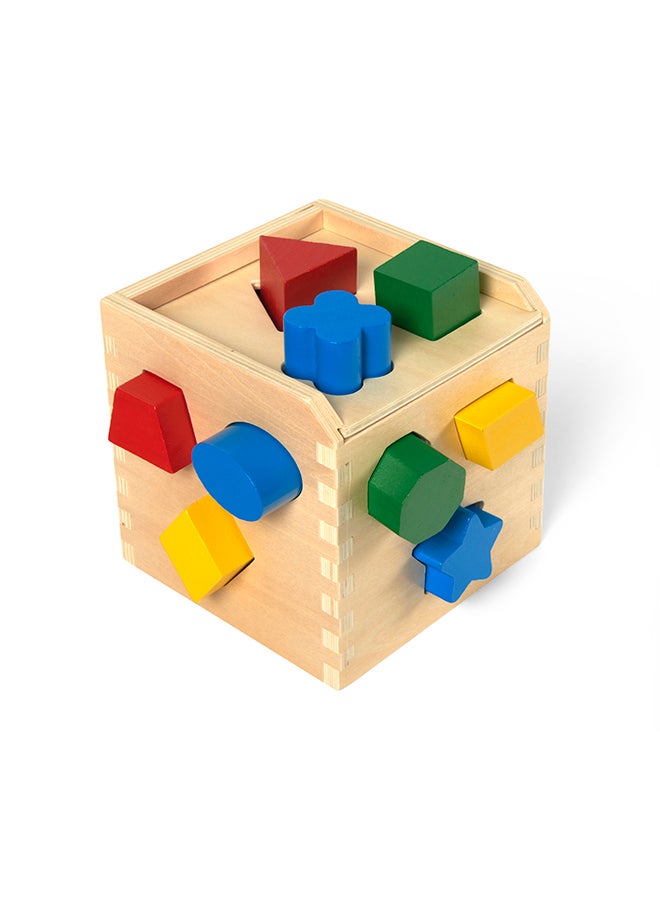 Melissa & Doug مكعب فرز الأشكال من ميليسا ودوج - لعبة خشبية كلاسيكية مع 12 شكلًا - Image 2