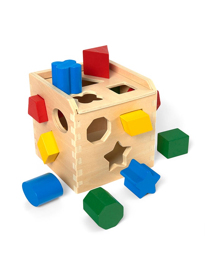 Melissa & Doug مكعب فرز الأشكال من ميليسا ودوج - لعبة خشبية كلاسيكية مع 12 شكلًا - Image 3