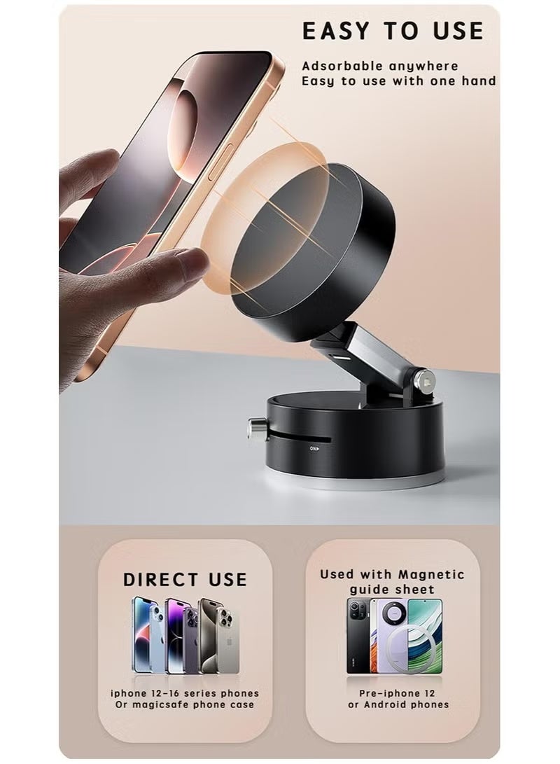 حامل هاتف مغناطيسي للسيارة بتقنية الشفط القوي – حامل قابل للتمديد والطي، محمول للاستخدام في السيارة، السفر، المكتب، الدراسة والمنزل - Image 5