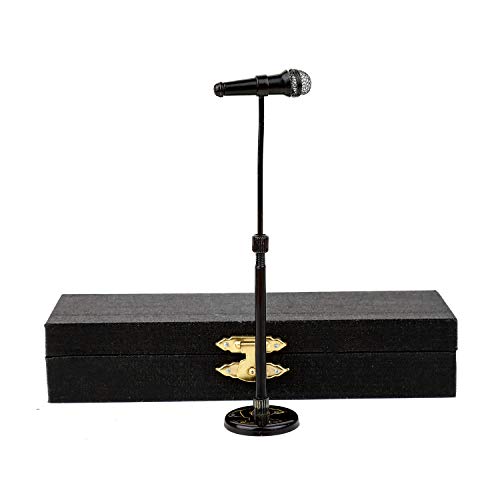 Dselvgvu Miniature Microphone with Case Mini Musical Instrument Microphone Replica Model Fit for 1:12 Action Figures Dollhouse Accessories Home Decoration Ornament (Black, (Adjustable) 3.15"-5.12") - Image 2