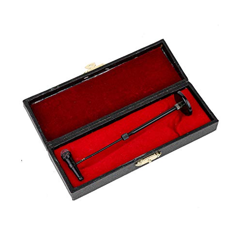 Dselvgvu Miniature Microphone with Case Mini Musical Instrument Microphone Replica Model Fit for 1:12 Action Figures Dollhouse Accessories Home Decoration Ornament (Black, (Adjustable) 3.15"-5.12") - Image 3