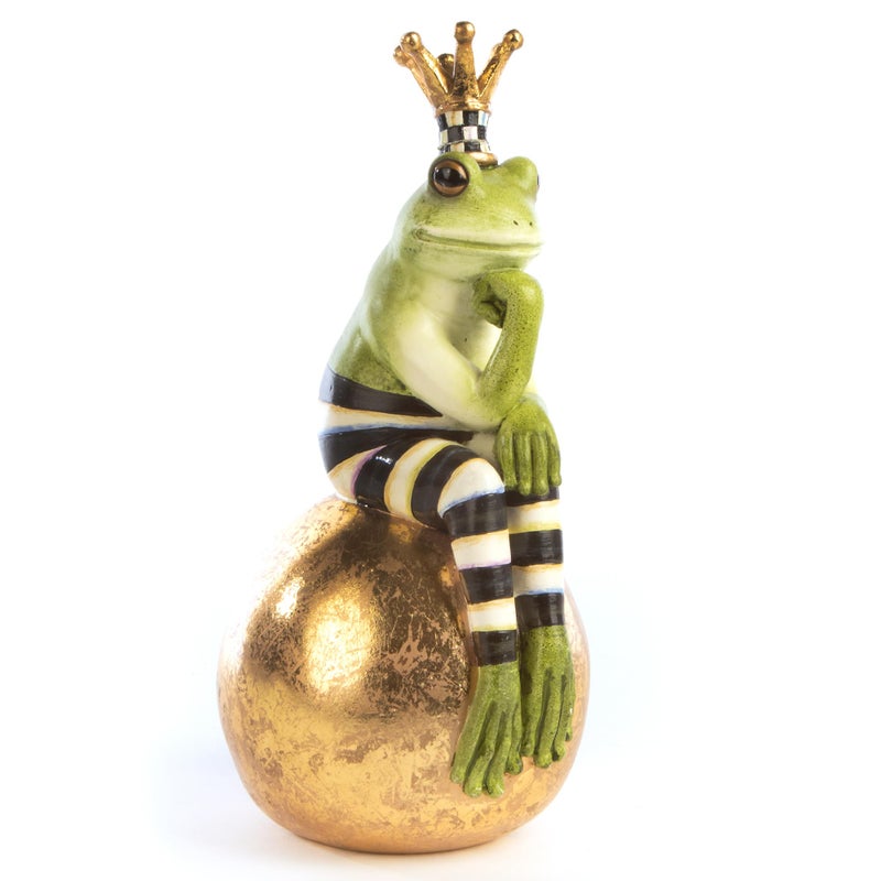 mackenzie childs MACKENZIECHILDS Fergal Frog on Ball Cute Frog Statue Unique Frog Decoration for Bathroom or Living Room
