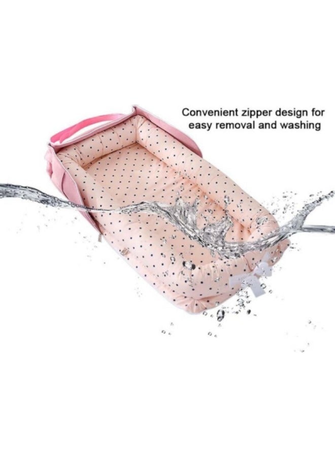 DOOKOO Baby Bed with Pillow Newborn Baby Nest Foldable Portable Baby Bed Washable 0 to 24 Months Pink - Image 5