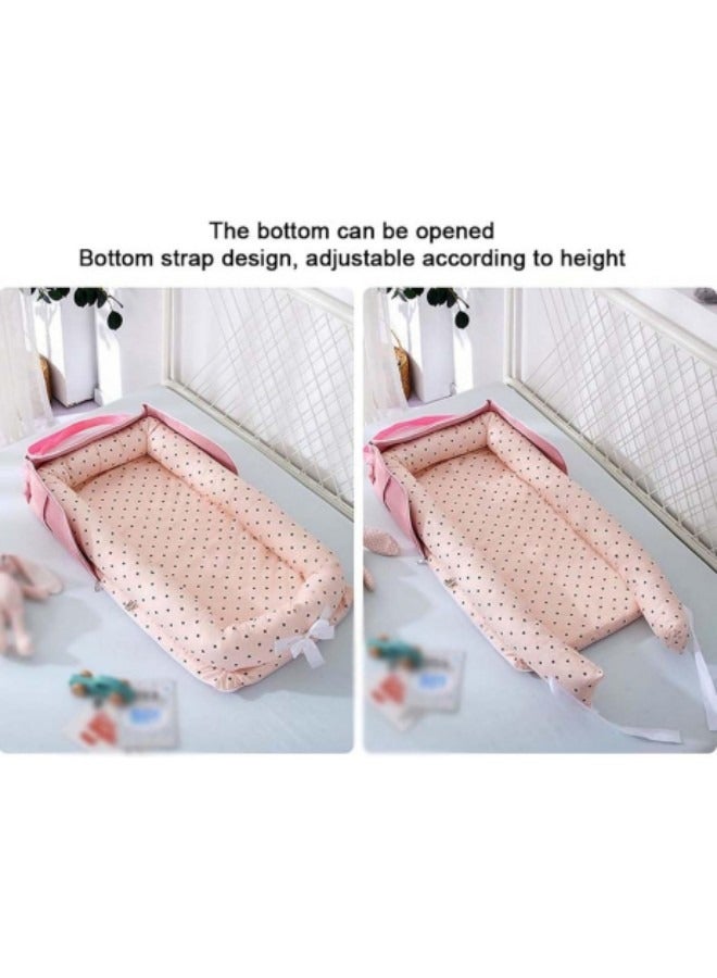 DOOKOO Baby Bed with Pillow Newborn Baby Nest Foldable Portable Baby Bed Washable 0 to 24 Months Pink - Image 4