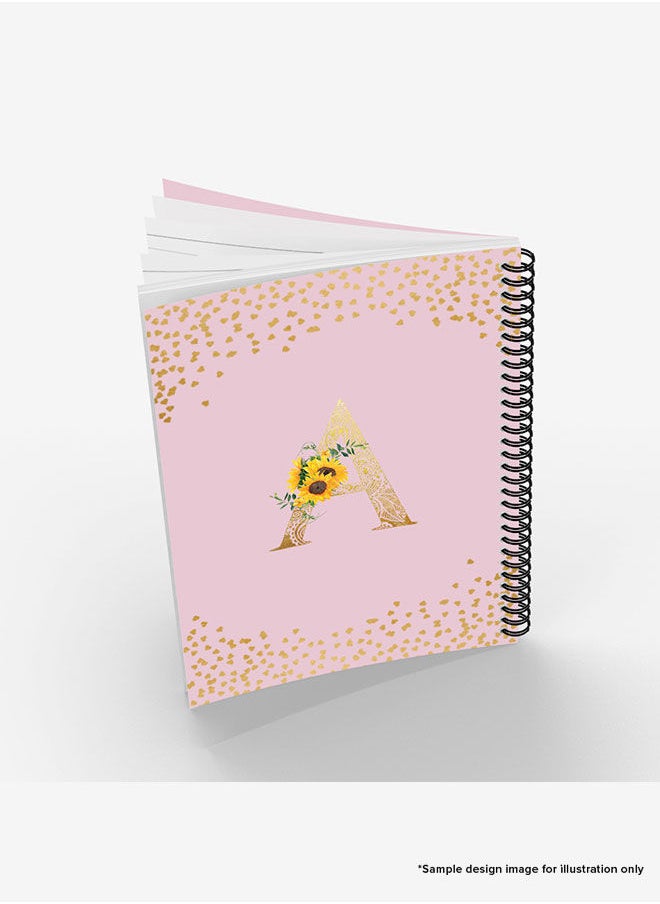 Stylizedd - Designer A5 Spiral Notebook Memo Notepad Journal - Custom Monogram Initial Letter Mandala Floral Pattern Alphabet - P - Pink - Image 1