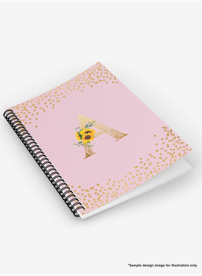 Stylizedd - Designer A5 Spiral Notebook Memo Notepad Journal - Custom Monogram Initial Letter Mandala Floral Pattern Alphabet - P - Pink - Image 1