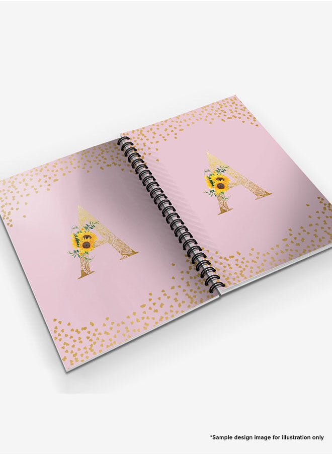 Stylizedd - Designer A5 Spiral Notebook Memo Notepad Journal - Custom Monogram Initial Letter Mandala Floral Pattern Alphabet - P - Pink - Image 1
