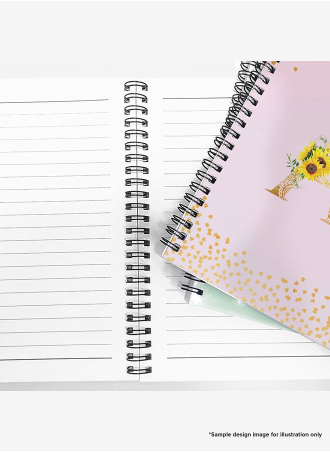 Stylizedd - Designer A5 Spiral Notebook Memo Notepad Journal - Custom Monogram Initial Letter Mandala Floral Pattern Alphabet - P - Pink - Image 1