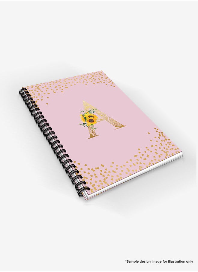 Stylizedd - Designer A5 Spiral Notebook Memo Notepad Journal - Custom Monogram Initial Letter Mandala Floral Pattern Alphabet - P - Pink - Image 1