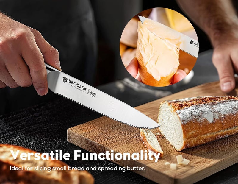 BRODARK Steak Knives Set of 4: 4.5 Inch Serrated Dinner Knives with Wood Handle - High Carbon Stainless Steel Steak Knife - NSF Certified Food Grade Steel, Rust Resistant & Never Need Sharpening - Image 5