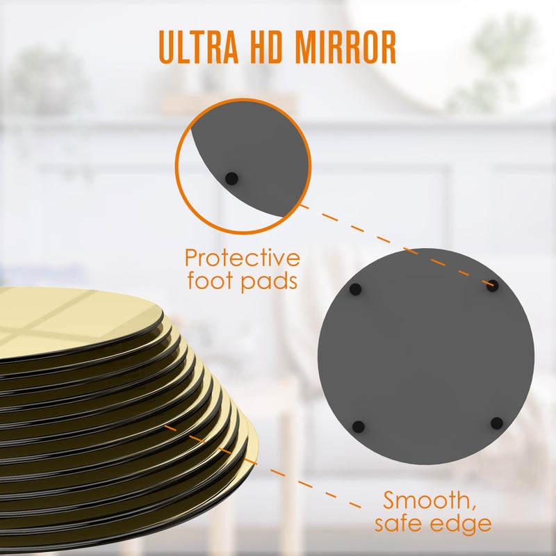 Houseables Gold Mirror Centerpieces For Tables, Round Mirrors For Centerpieces, Mirrored Trays, Round Table Plate Tray, Circle, Glass Charger, Wedding, Center Piece, Small, Base, Candle, 10 Inch, 12PK - Image 3