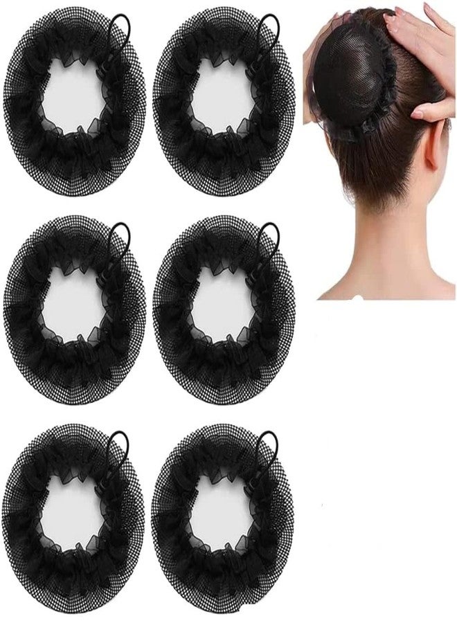 DazzleDiva 6 Pack Ballet Hair Nets for Bun - Invisible Elastic Mesh Bun Cover for Women & Girls - Durable Hairnets for Dance, Skating, Nurse & Professional Updos - Non-Slip Stretchy Snood (Black) (Pack Of 6) - Image 1