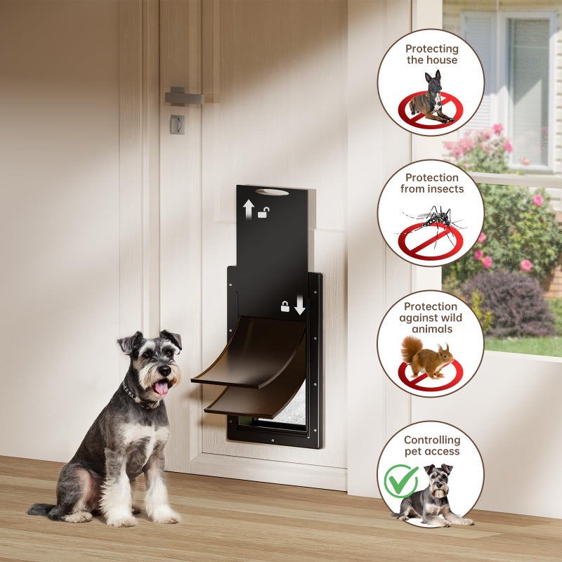 PETCOMING Never Rust Plastic Dog Door, Doggy Doggie Door, Cat Door for Easy Install in Interior and Exterior Doors or Wall, Double Magnetic Flaps, Closing Panel, Pet Door for Pets Up to 45lb (Medium) - Image 3