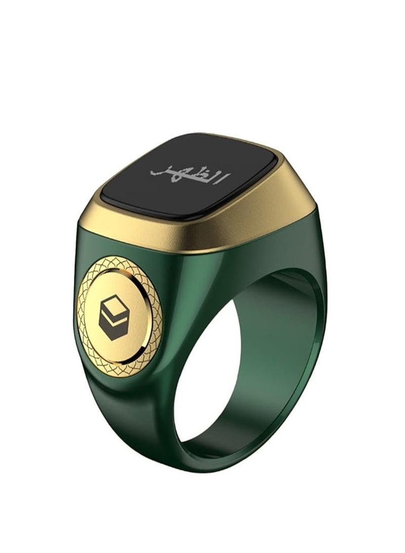 iQIBLA Smart Tasbih Zikr lite Ring, Muslim Prayer, Prayer timing reminder, OLED display Tasbih Counter, Smart Ring, Waterproof- Green 22mm - Image 1