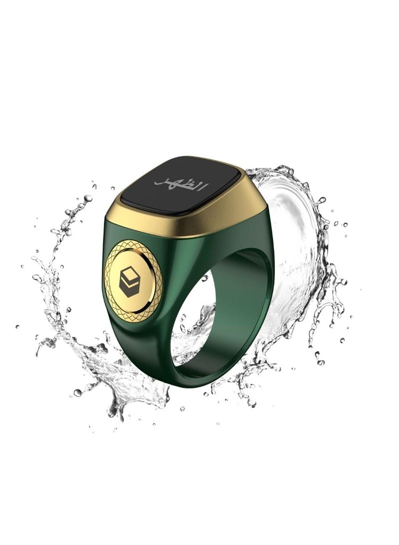 iQIBLA Smart Tasbih Zikr lite Ring, Muslim Prayer, Prayer timing reminder, OLED display Tasbih Counter, Smart Ring, Waterproof- Green 22mm - Image 2