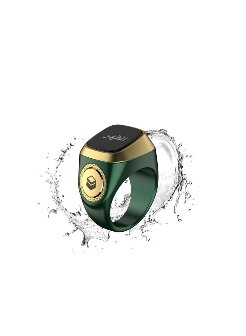 iQIBLA Smart Tasbih Zikr lite Ring, Muslim Prayer, Prayer timing reminder, OLED display Tasbih Counter, Smart Ring, Waterproof- Green 22mm - Image 3