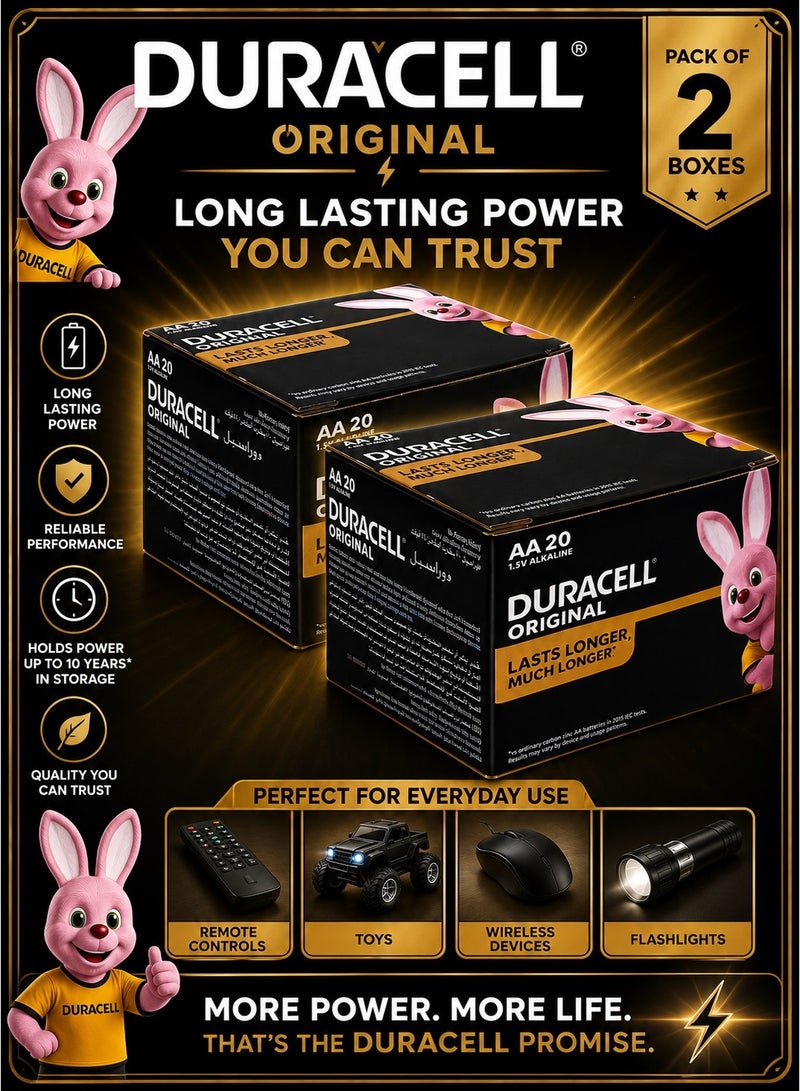 Duracell Pack of 2 Boxes Original AA 1.5V Alkaline Battery - Image 1
