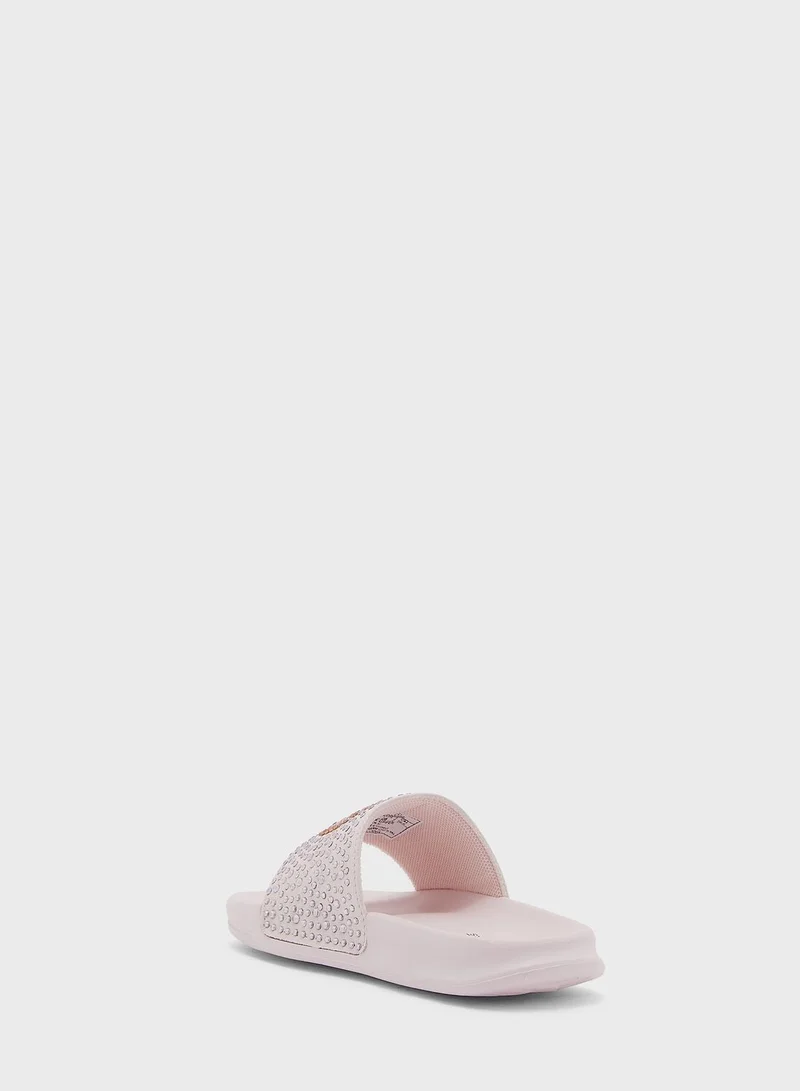 Michael Kors Youth Jett Charm Crystal Slides