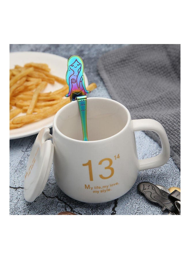 NIBEMINENT Cute Mermaid Face 304 Stainless Steel Spoon Multicolour - Image 2