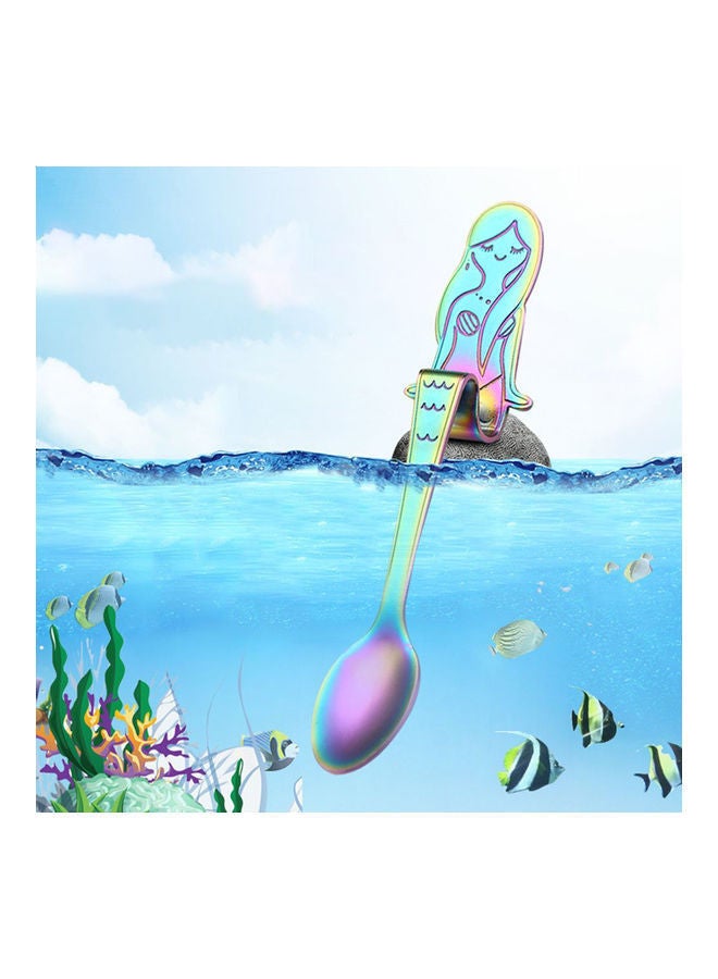 NIBEMINENT Cute Mermaid Face 304 Stainless Steel Spoon Multicolour - Image 3