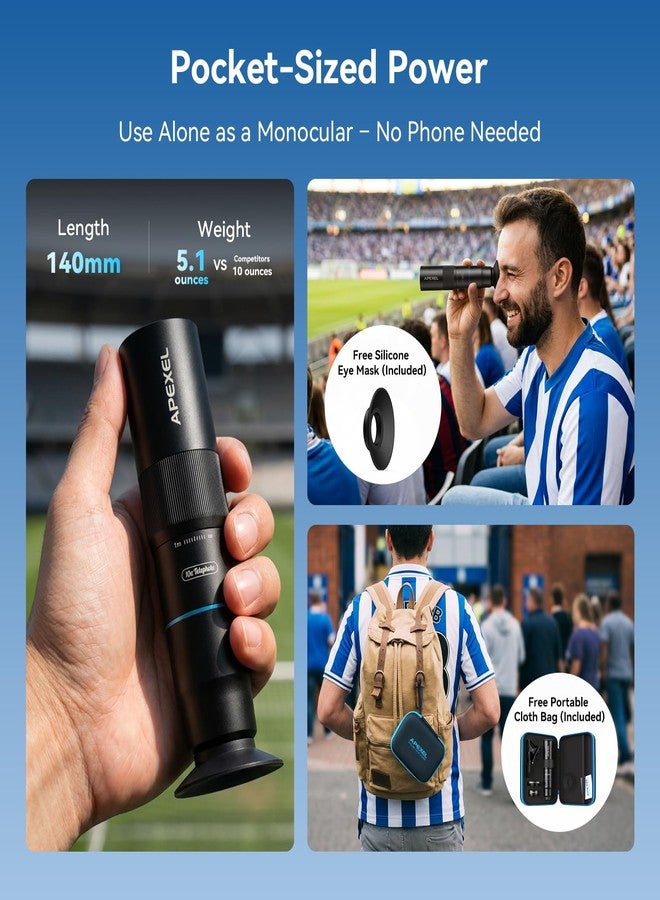آبيكسل عدسة APEXEL 10X Tele-Macro Pro المزدوجة 2 في 1، عدسة ماكرو تليفوتوغرافية محمولة قابلة للتثبيت على هاتف Galaxy 25 Ultra، مثالية للتصوير الاحترافي أثناء السفر والحفلات الموسيقية والاستكشاف. - Image 2