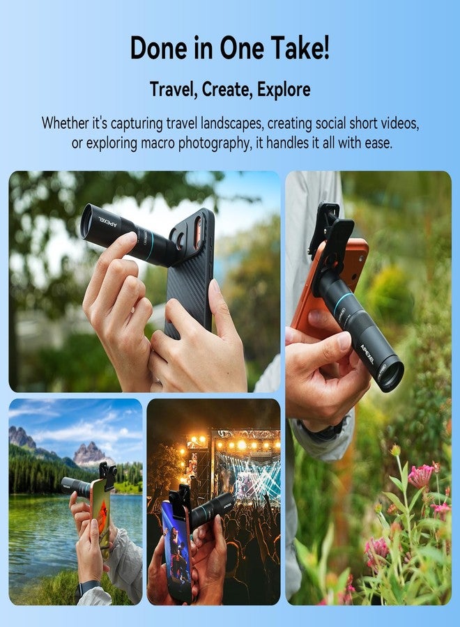 آبيكسل عدسة APEXEL 10X Tele-Macro Pro المزدوجة 2 في 1، عدسة ماكرو تليفوتوغرافية محمولة قابلة للتثبيت على هاتف Galaxy 25 Ultra، مثالية للتصوير الاحترافي أثناء السفر والحفلات الموسيقية والاستكشاف. - Image 3