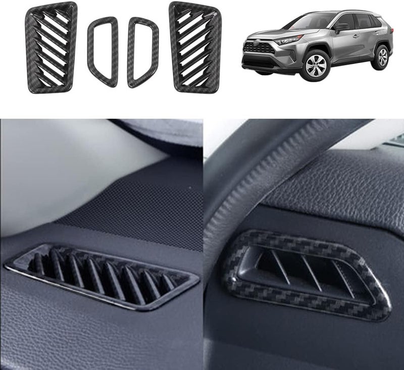YOFAMO ABS Carbon Fiber Grain Air Vent Outlet Trim for Toyota RAV4 2019-2022 (4PCS) - Image 1