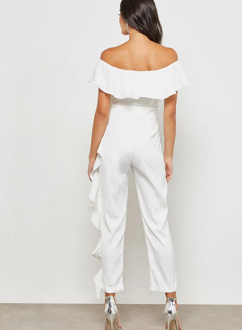 Ginger Ruffle Detail Bardot Jumpsuit