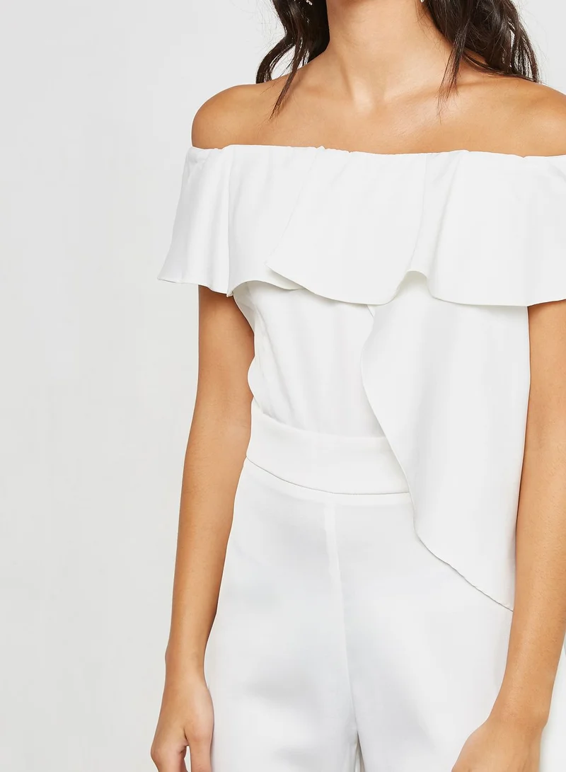 Ginger Ruffle Detail Bardot Jumpsuit