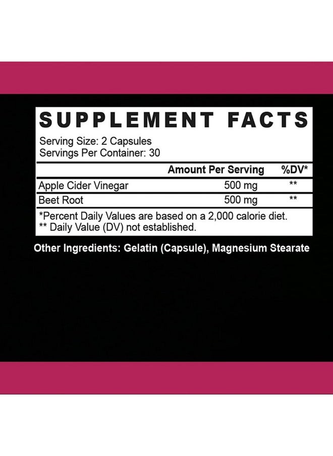 أنغري سابلامنتس - كبسولات مسحوق خل التفاح وجذر البنجر من Angry Supplements، خل التفاح النقي 1000 مجم لكل وجبة، معزز لأكسيد النيتريك وصحة الجهاز الهضمي للرجال والنساء (60 كبسولة، إمداد لمدة شهر واحد) - Image 1