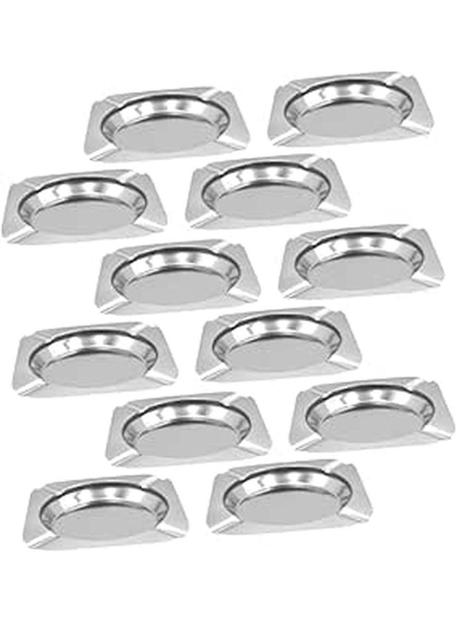 12 Pcs Stainless Steel Square Ashtray Cigar Holder Impact Resistant for Indoor Outdoor Home Hotel Cafe - Image 1