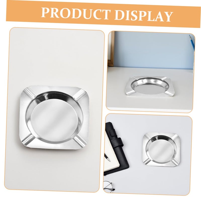 12 Pcs Stainless Steel Square Ashtray Cigar Holder Impact Resistant for Indoor Outdoor Home Hotel Cafe - Image 4
