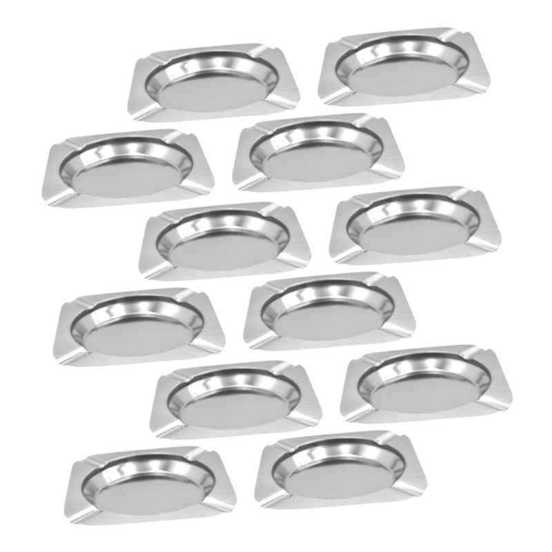 12 Pcs Stainless Steel Square Ashtray Cigar Holder Impact Resistant for Indoor Outdoor Home Hotel Cafe - Image 2
