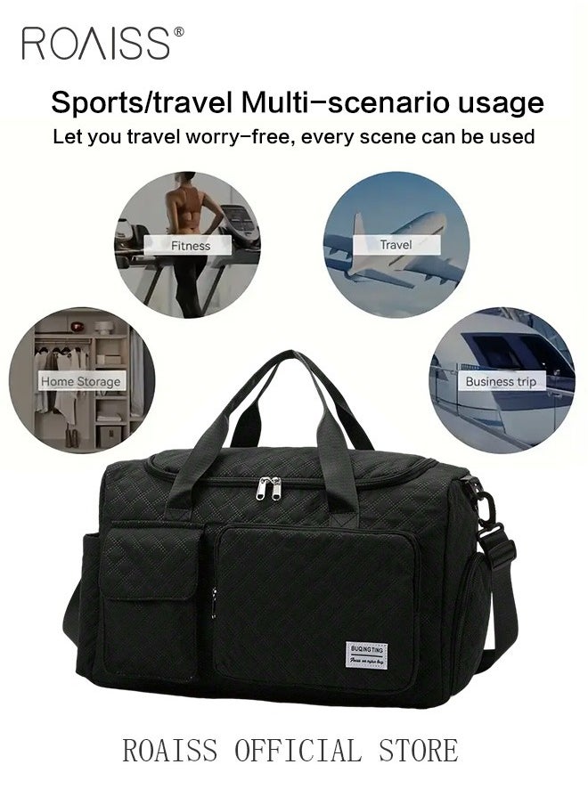 roaiss Large Capacity Duffle Bag and a Small Zipper Pouch Bag Combination Set Unisex Multi Functional Waterproof Shoulder Crossbody Bags Sets for Travel Business Trip or Gym Suitable for both Women and Men  - Image 4