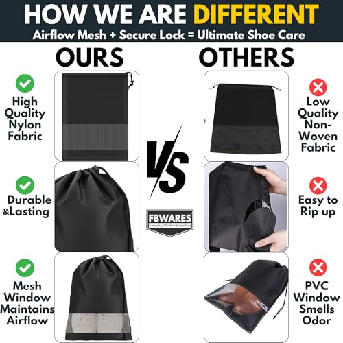 F8WARES 12PK Premium Nylon Shoe Bag for Travel & Storage Travel Organizer for Women & Men Travel Accessories Shoes Bag for Travel - Shoe Bags Pouches Travel Essential - Shoe Cover for Travelling - Image 5