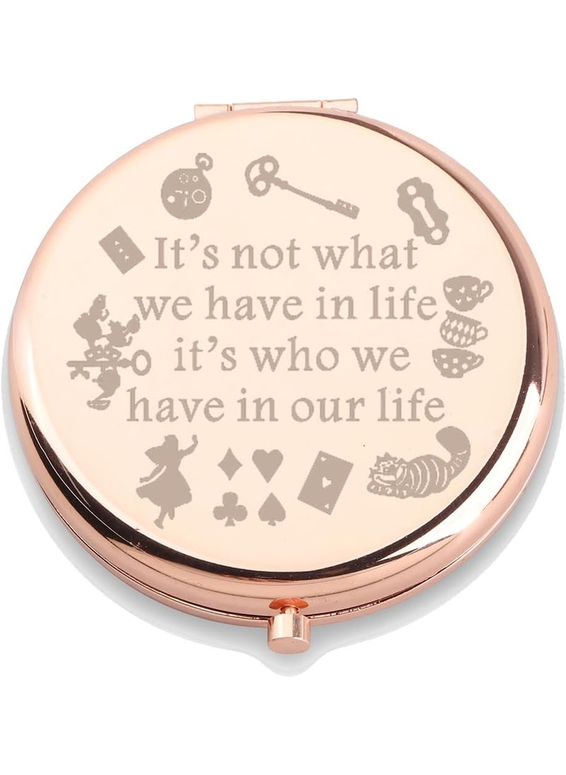 WUSUANED - WUSUANED Alice Fans Makeup Mirror It’s Not What We Have in Life It’s Who We Have in Our Life Jewelry Cartoon Friendship Gift (Alice Fans Mirror) - Image 1