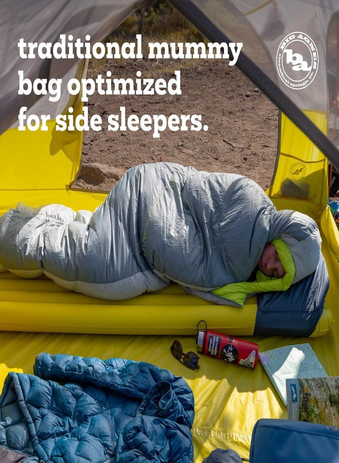 Big Agnes Sidewinder - Side-Sleeper Sleeping Bag, 650 DownTek, Lightweight, Chinois Green/Mercury/Evening Primrose, 0 Degree, Regular - Image 3