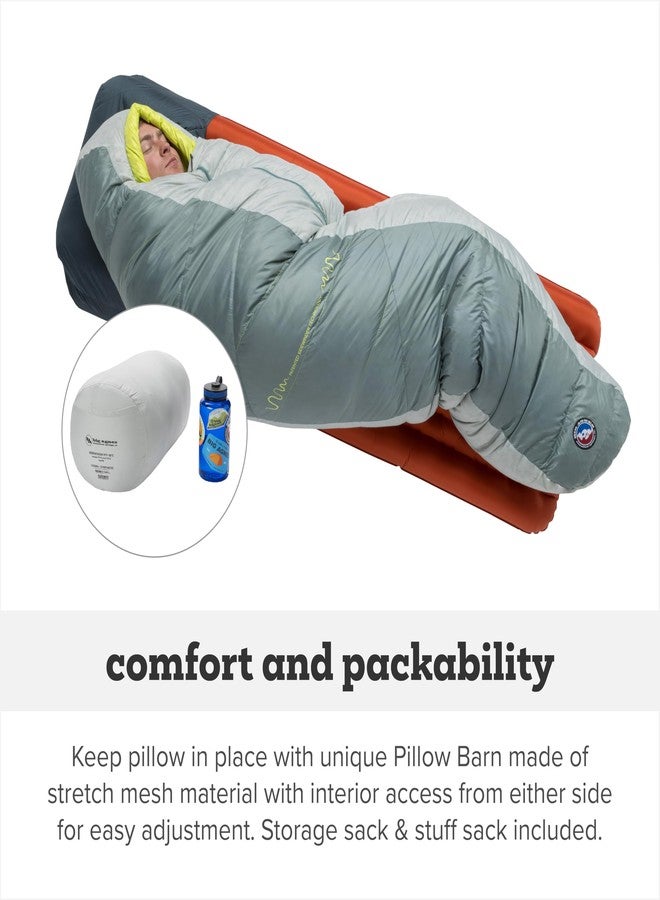 Big Agnes Sidewinder - Side-Sleeper Sleeping Bag, 650 DownTek, Lightweight, Chinois Green/Mercury/Evening Primrose, 0 Degree, Regular - Image 5