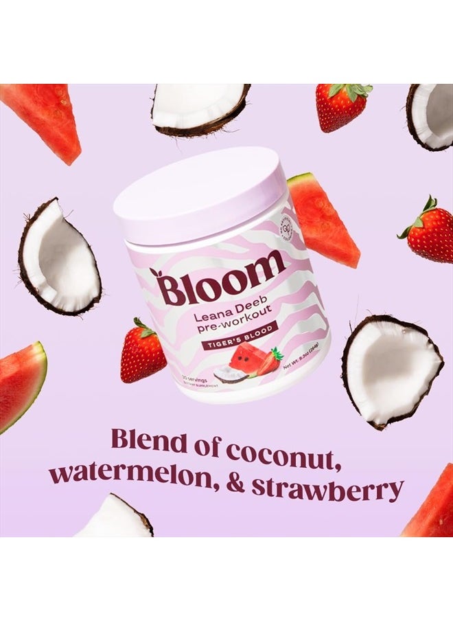 Bloom Nutrition - Pre Workout Powder for Women by Leana Deeb - Preworkout Focus Blend with Amino Acids, Beta Alanine, Ginseng, L-Tyrosine & Natural Caffeine - Sugar Free & Keto Drink Mix (Tiger's Blood) - Image 1