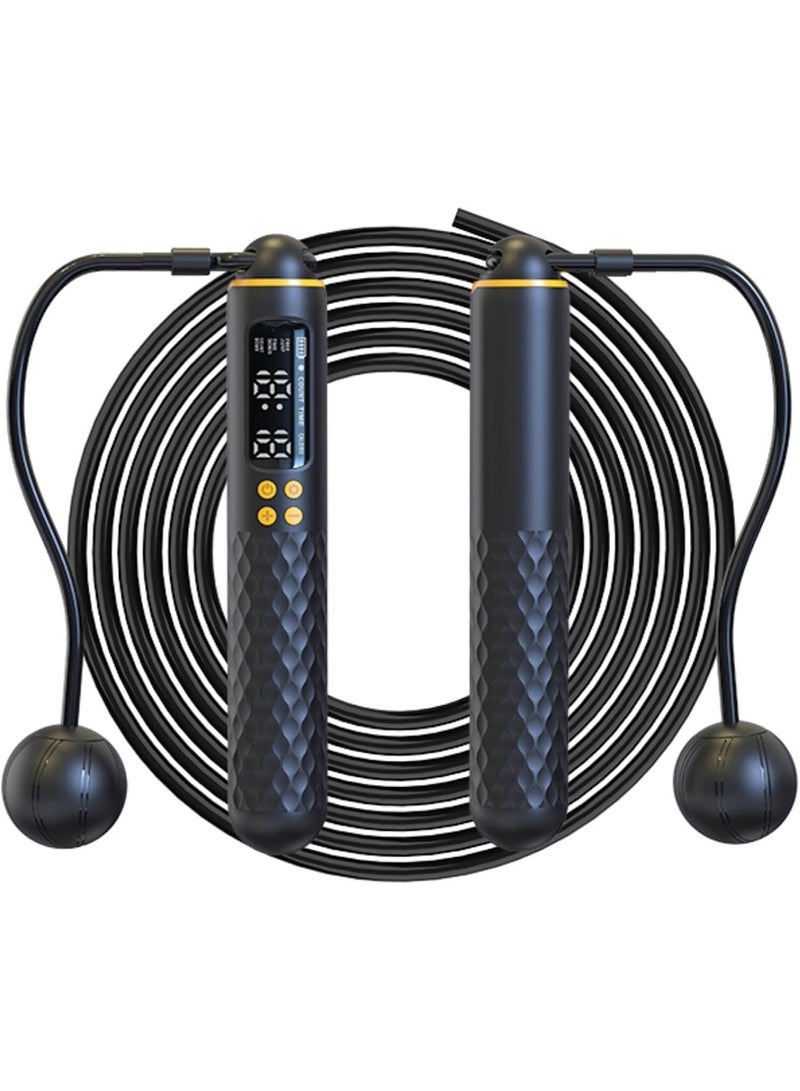 FDsport حبل قفز ذكي مع عداد – 2 في 1 بسلك وبدون سلك، شاشة LED عالية الدقة، قابل لإعادة الشحن Type-C، طول قابل للتعديل، مقابض موزونة، تمارين لياقة وكارديو منزلي - Image 1