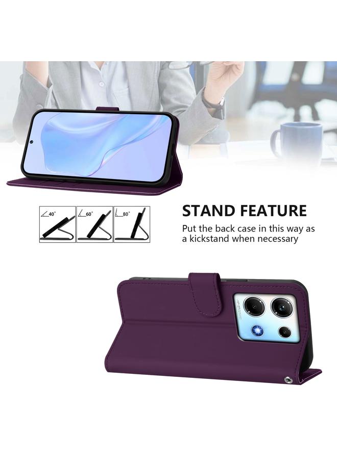 زبون جراب لهاتف Infinix Note 30 4G / 5G مصنوع من الجلد بلون سادة مع حبل - Image 3