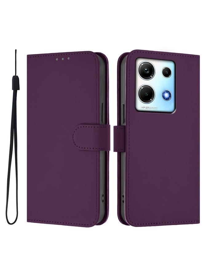 زبون جراب لهاتف Infinix Note 30 4G / 5G مصنوع من الجلد بلون سادة مع حبل - Image 2