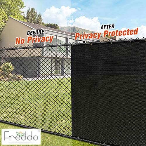 FREDDO Privacy Screen Fence Shade Net for Balcony, Garden, Terrace & Outdoor Fence – Heavy Duty with Polyester Band, Brass Eyelets & Tie Cords (Black, 5.8 x 50 Ft) - Image 2