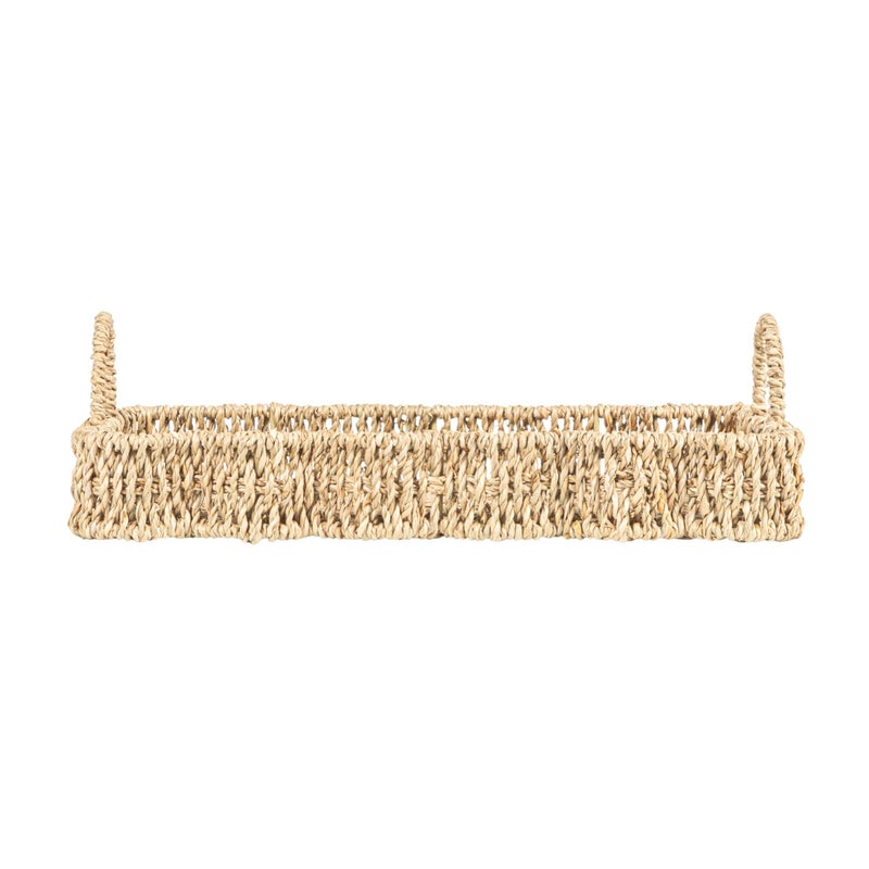 Household Essentials Woven Seagrass Scalloped Rectangular Trays, Set of 2, Natural - Image 3