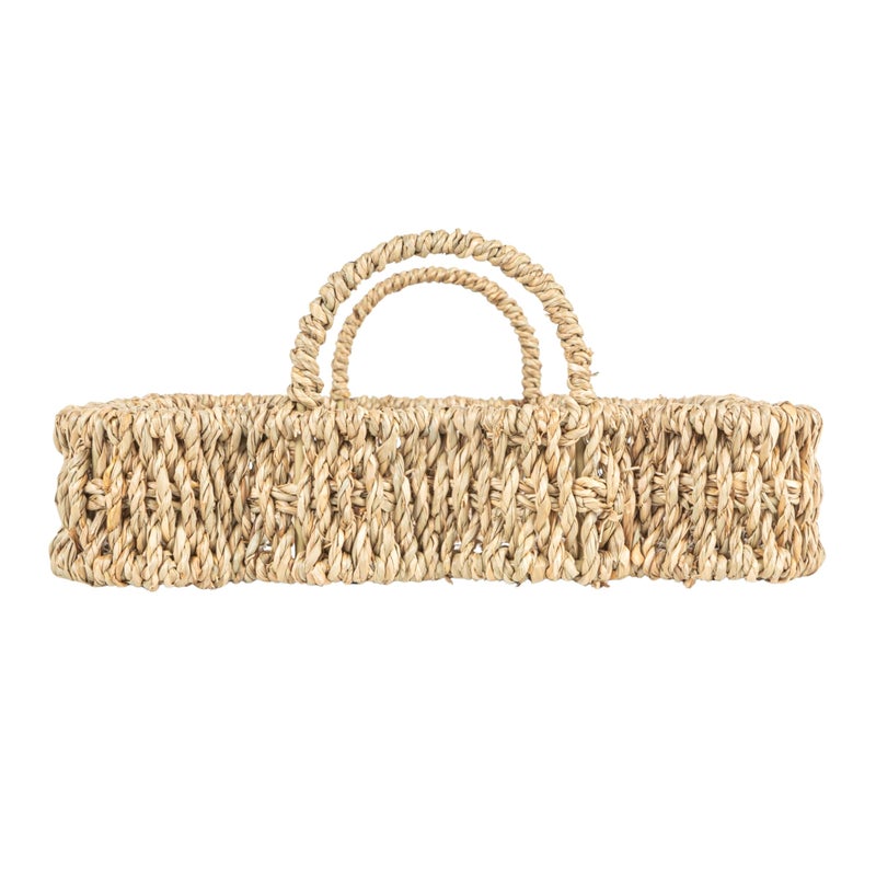 Household Essentials Woven Seagrass Scalloped Rectangular Trays, Set of 2, Natural - Image 4