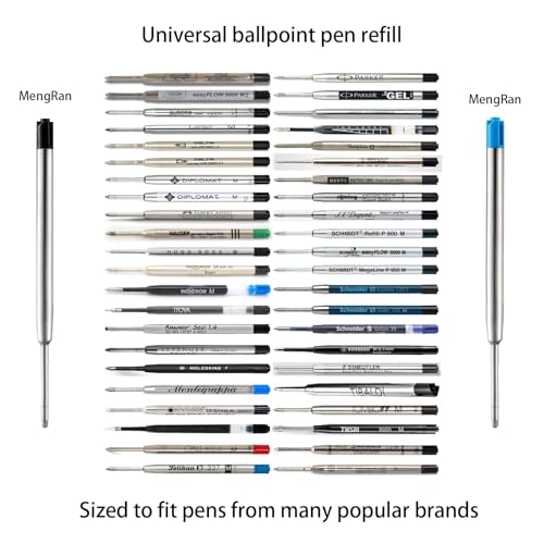 MengRan 3.9'' Ballpoint Ink Pen Refills for Click Pens,1mm Medium Tip,Compatible with Parker Pen Refill,Pack of 10 (Black Ink) - Image 3